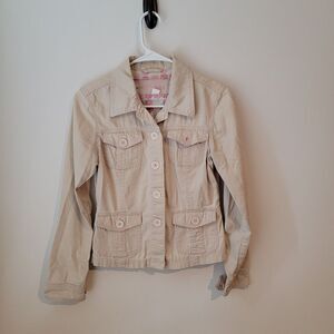 Vintage Plugg Jacket Y2k Corduroy Peacoat Beige‎ Boho Size Small S